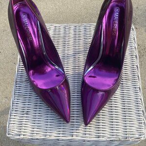 Metallic Purple Patent Pumps